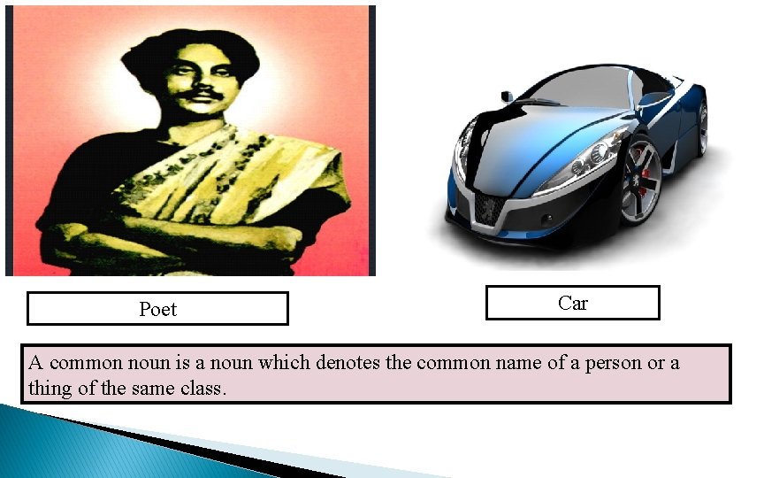 Poet Car A common noun is a noun which denotes the common name of