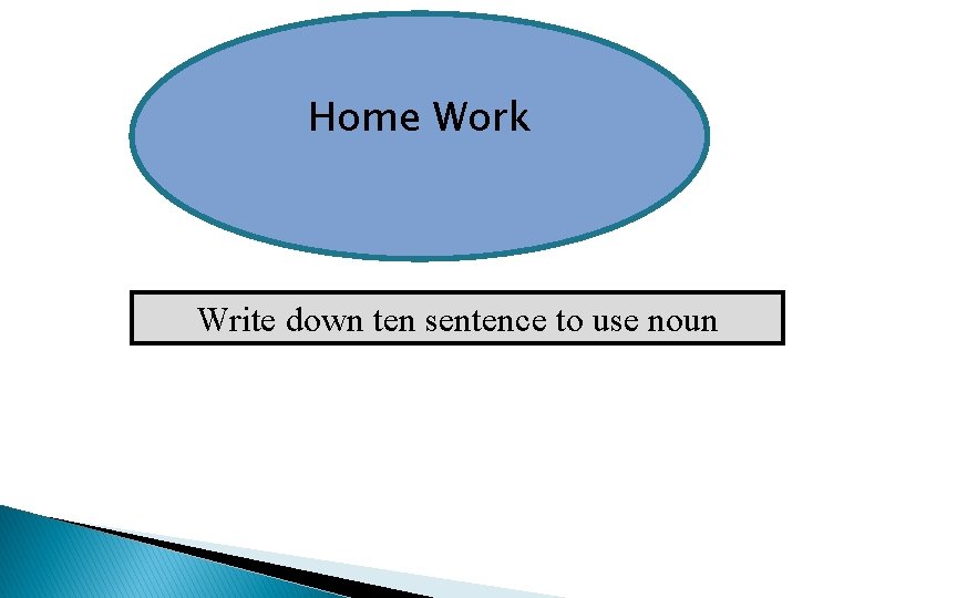 Home Work Write down ten sentence to use noun 