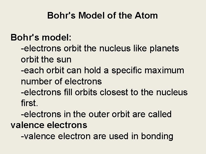 Bohrs Model of the Atom Bohrs Model of