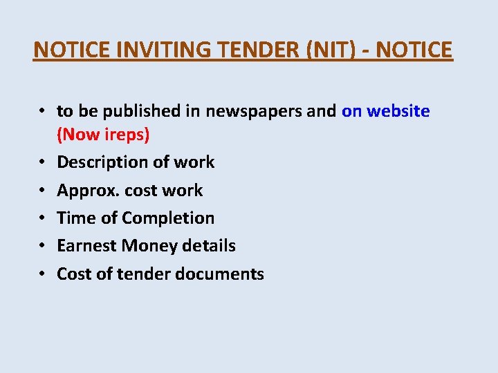 NOTICE INVITING TENDER (NIT) - NOTICE • to be published in newspapers and on NOTICE INVITING TENDER (NIT) - NOTICE • to be published in newspapers and on