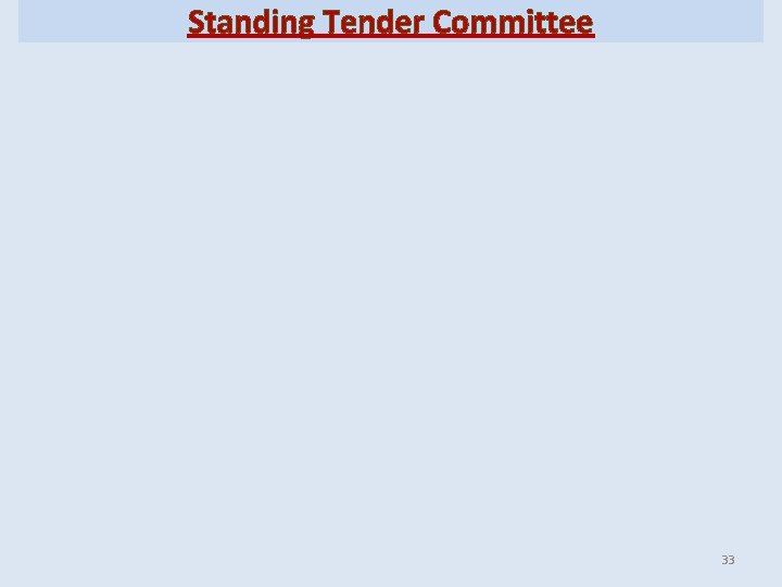 Standing Tender Committee 33 Standing Tender Committee 33