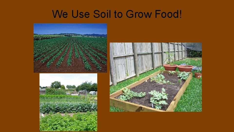 We Use Soil to Grow Food! 