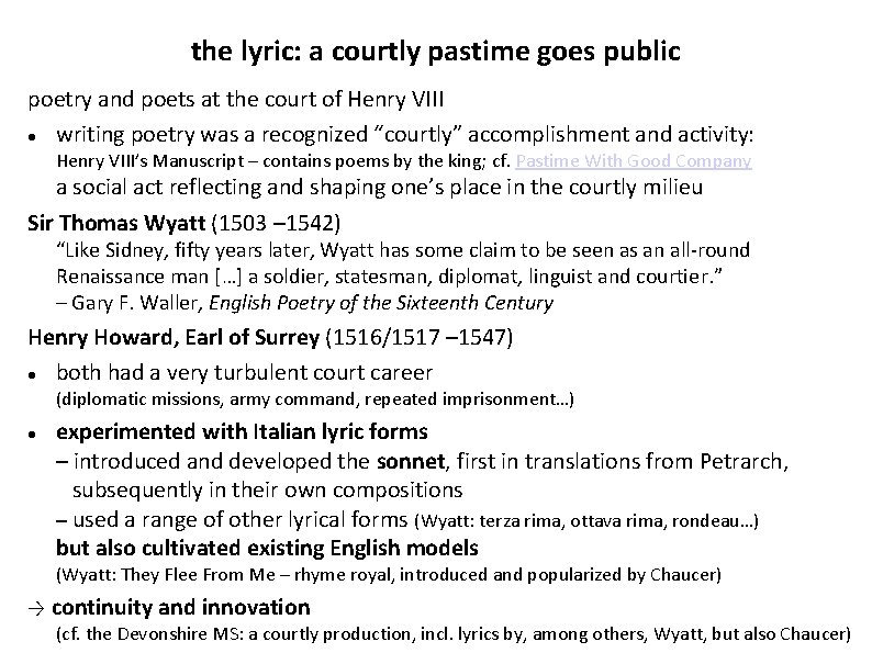 the lyric: a courtly pastime goes public poetry and poets at the court of