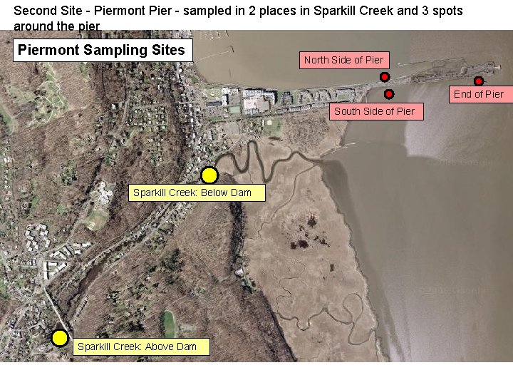 Second Site - Piermont Pier - sampled in 2 places in Sparkill Creek and