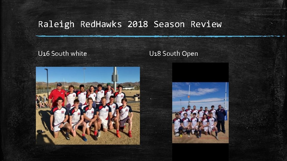 Raleigh Red. Hawks 2018 Season Review U 16 South white U 18 South Open