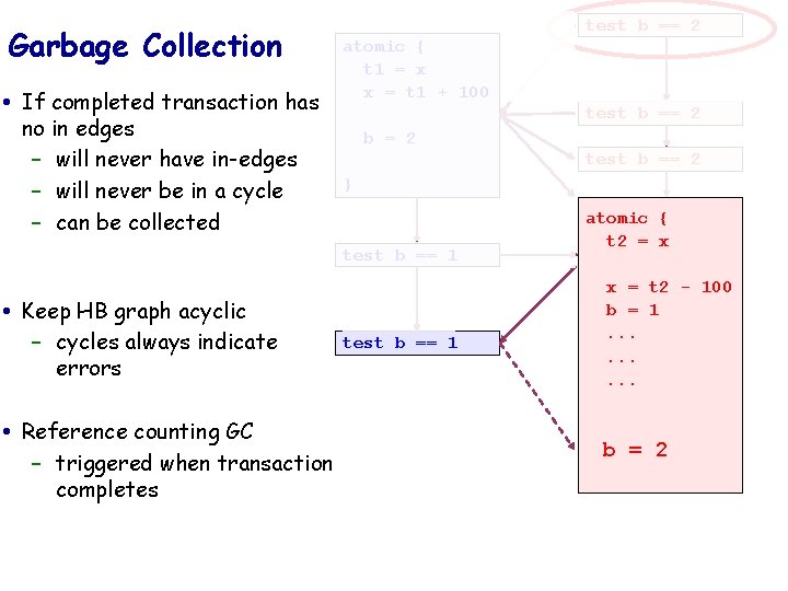 Garbage Collection If completed transaction has no in edges – will never have in-edges