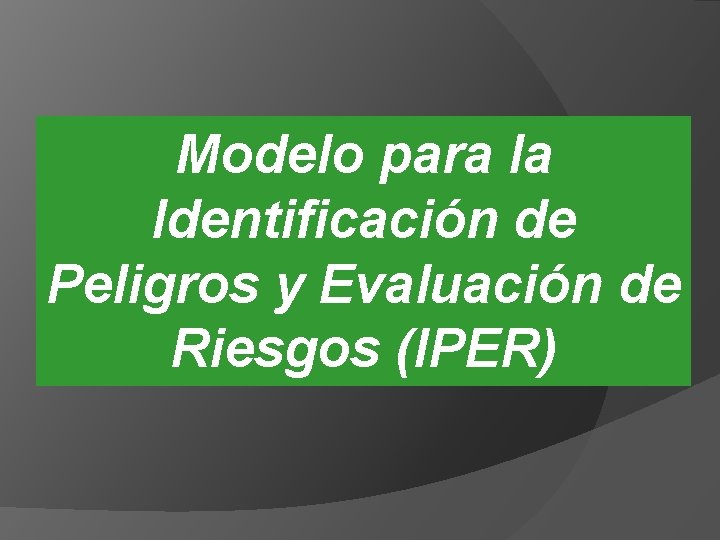 Modelo para la Identificación de Peligros y Evaluación de Riesgos (IPER) 