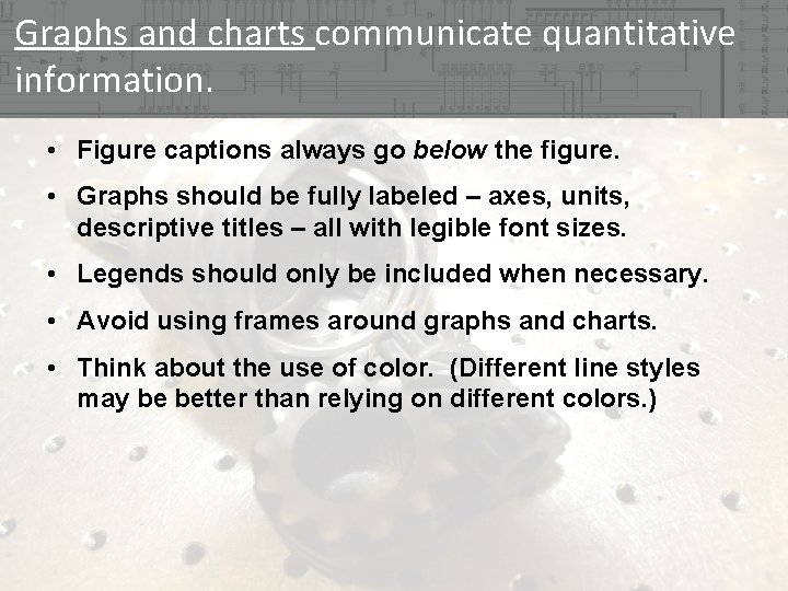 Graphs and charts communicate quantitative information. • Figure captions always go below the figure.