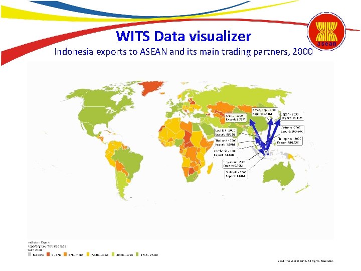 WITS Data visualizer Indonesia exports to ASEAN and its main trading partners, 2000 