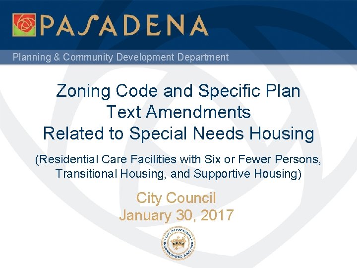 Planning & Community Development Department Zoning Code and Specific Plan Text Amendments Related to