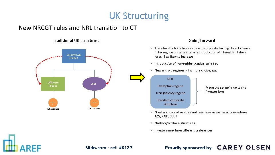 UK Structuring New NRCGT rules and NRL transition to CT Traditional UK structures Going