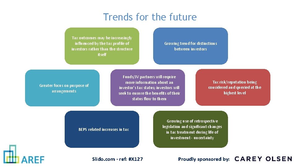 Trends for the future Tax outcomes may be increasingly influenced by the tax profile