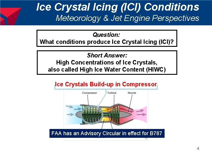 Ice Crystal Icing (ICI) Conditions Meteorology & Jet Engine Perspectives Question: What conditions produce