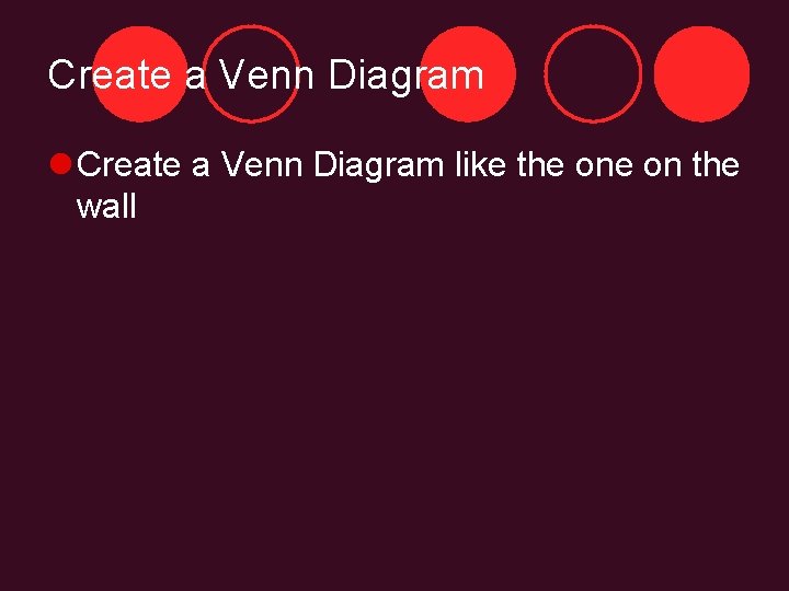 Create a Venn Diagram like the on the wall 