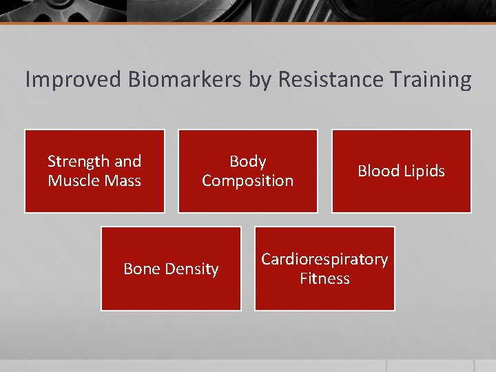 Improved Biomarkers by Resistance Training Strength and Muscle Mass Body Composition Bone Density Blood