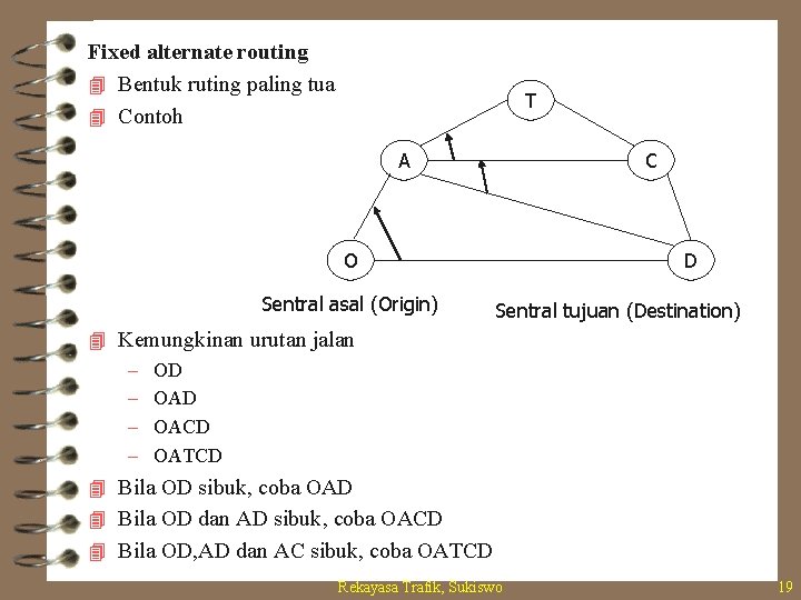 Fixed alternate routing 4 Bentuk ruting paling tua 4 Contoh T A C O