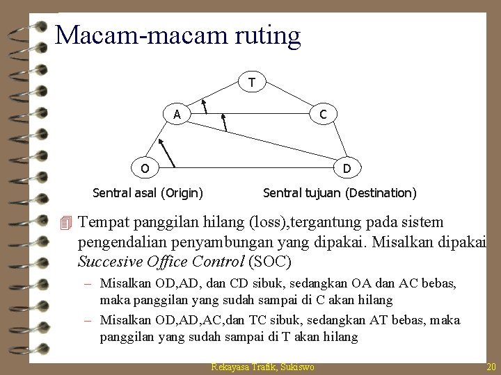 Macam-macam ruting T A C O Sentral asal (Origin) D Sentral tujuan (Destination) 4