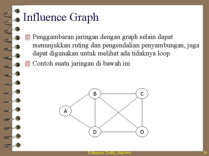 Influence Graph 4 Penggambaran jaringan dengan graph selain dapat menunjukkan ruting dan pengendalian penyambungan,