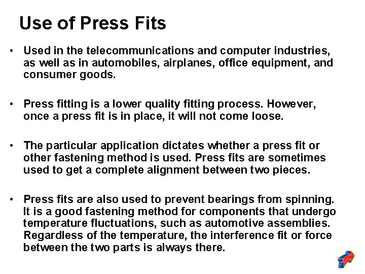 Press Fasteners Example Forging new generations of engineers Plastic Fasteners Welding