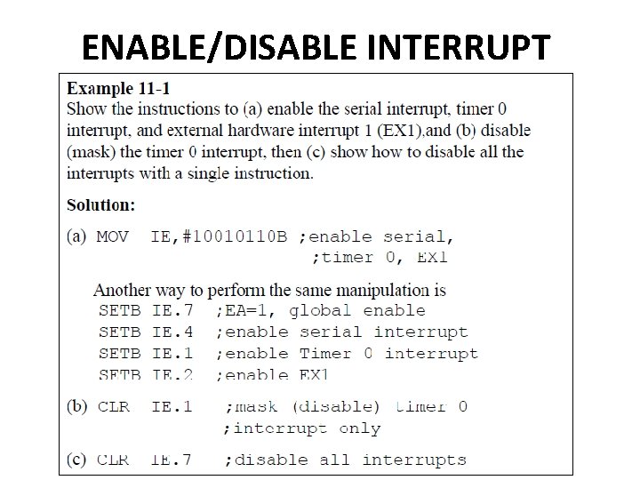 ENABLE/DISABLE INTERRUPT 