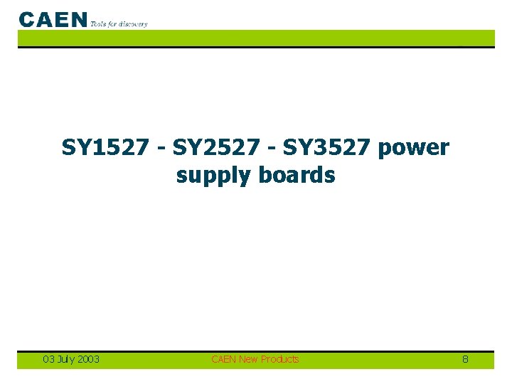 SY 1527 - SY 2527 - SY 3527 power supply boards 03 July 2003