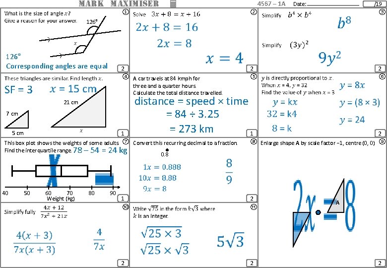 MARK MAXIMISER 4567 – 1 A Date: /19 ① ② ③ 2 2 2 MARK MAXIMISER 4567 – 1 A Date: /19 ① ② ③ 2 2 2