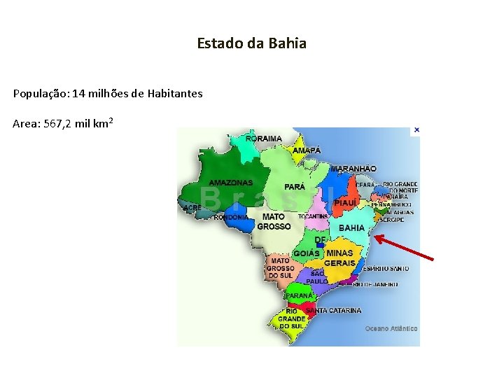 Estado da Bahia População: 14 milhões de Habitantes Area: 567, 2 mil km 2