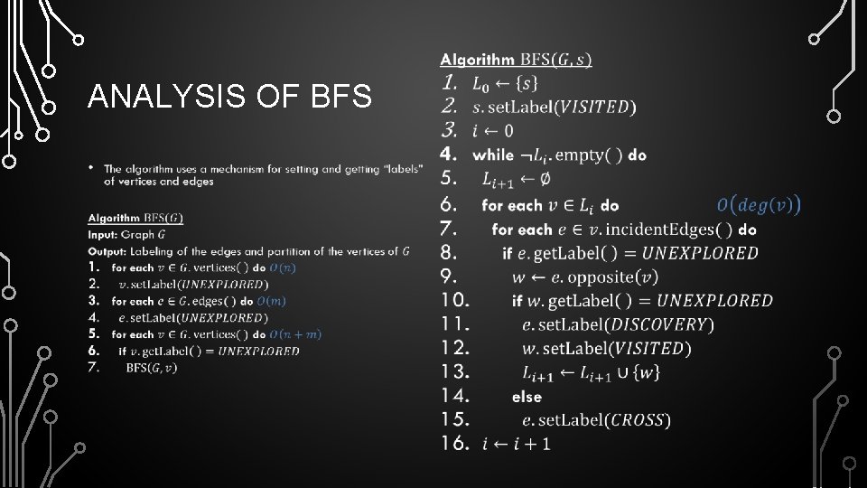 ANALYSIS OF BFS • • 