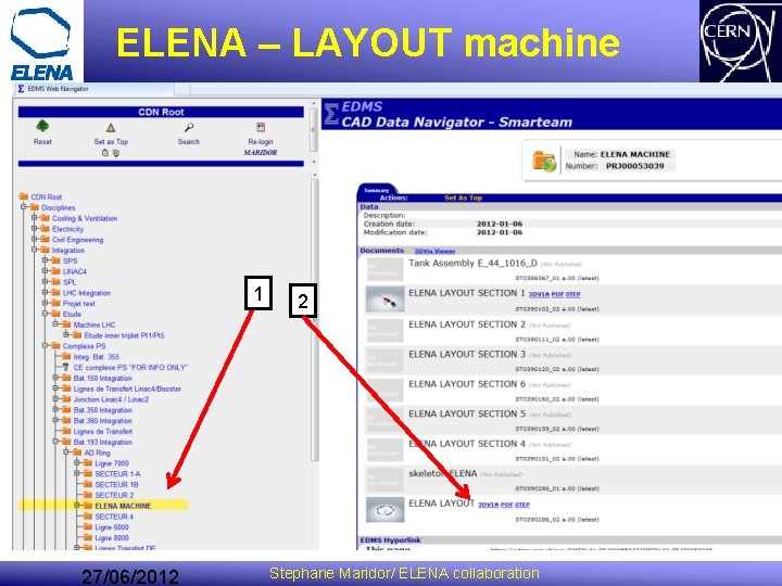 ELENA – LAYOUT machine 1 27/06/2012 2 Stephane Maridor/ ELENA collaboration ELENA – LAYOUT machine 1 27/06/2012 2 Stephane Maridor/ ELENA collaboration
