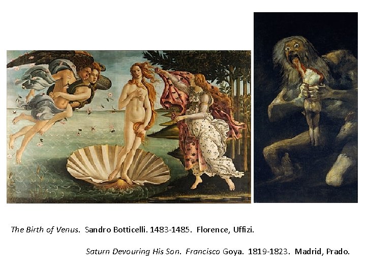 The Birth of Venus. Sandro Botticelli. 1483 -1485. Florence, Uffizi. Saturn Devouring His Son.