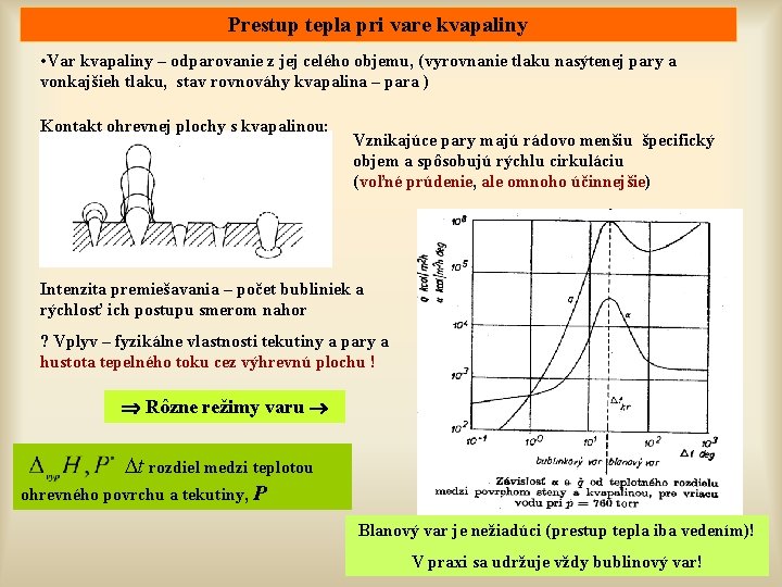 Prestup tepla pri vare kvapaliny • Var kvapaliny – odparovanie z jej celého objemu,