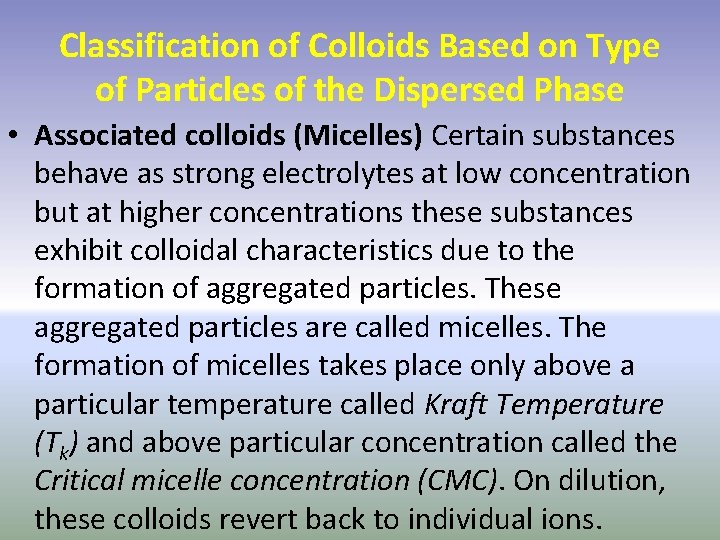 Classification of Colloids Based on Type of Particles of the Dispersed Phase • Associated