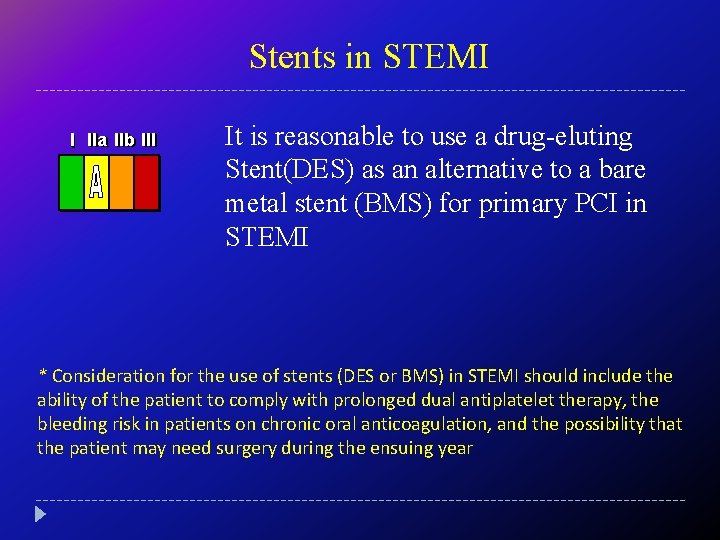 Stents in STEMI I IIa IIb III It is reasonable to use a drug-eluting