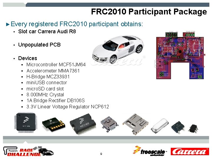 FRC 2010 Participant Package ►Every registered FRC 2010 • Slot car Carrera Audi R