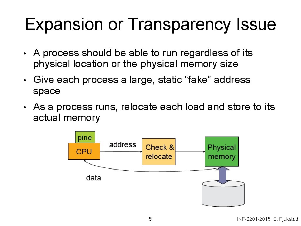 Expansion or Transparency Issue • A process should be able to run regardless of