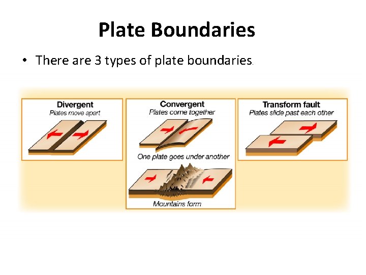 Plate Boundaries • There are 3 types of plate boundaries . 