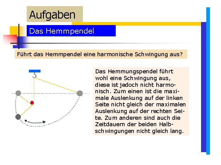 Aufgaben Das Hemmpendel Führt das Hemmpendel eine harmonische Schwingung aus? Das Hemmungspendel führt wohl Aufgaben Das Hemmpendel Führt das Hemmpendel eine harmonische Schwingung aus? Das Hemmungspendel führt wohl
