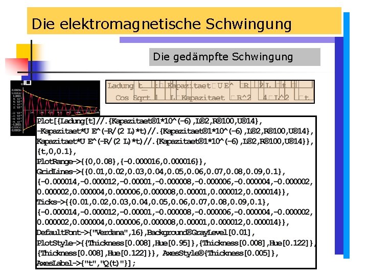 Die elektromagnetische Schwingung Die gedämpfte Schwingung Die elektromagnetische Schwingung Die gedämpfte Schwingung
