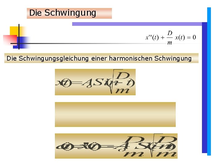 Die Schwingungsgleichung einer harmonischen Schwingung Die Schwingungsgleichung einer harmonischen Schwingung