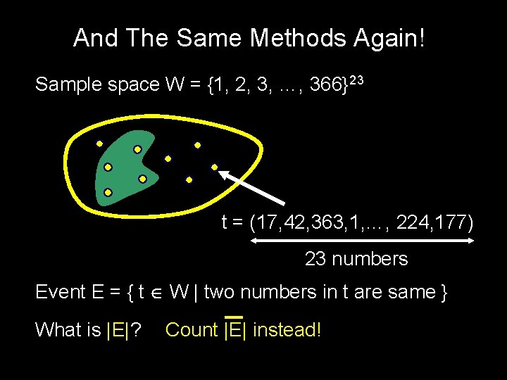 And The Same Methods Again! Sample space W = {1, 2, 3, …, 366}23