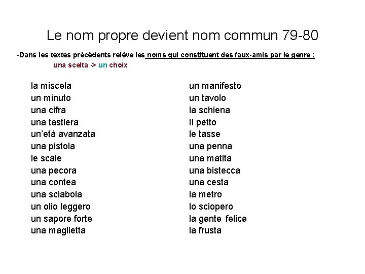 Le nom propre devient nom commun 79 -80 -Dans les textes précédents relève les