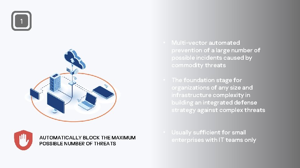 1 • Multi-vector automated prevention of a large number of possible incidents caused by
