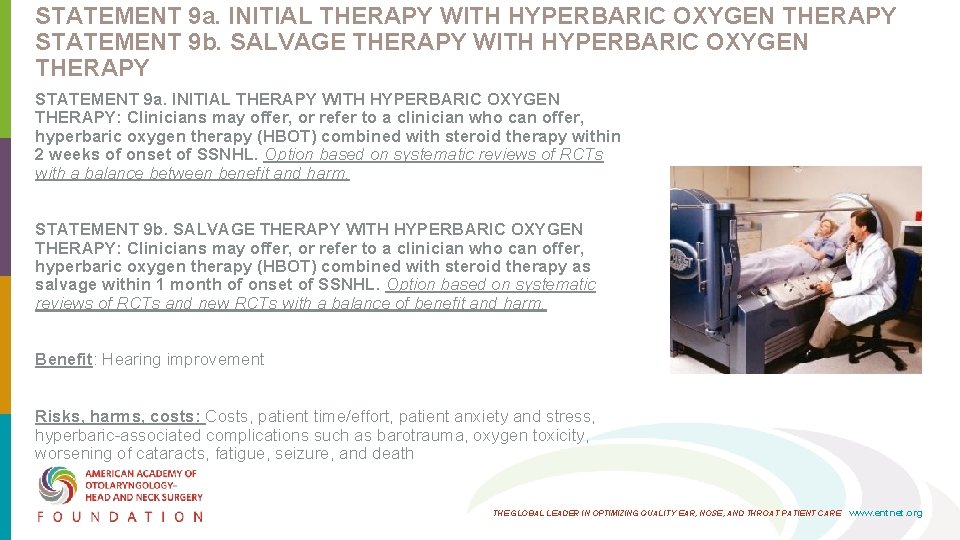 STATEMENT 9 a. INITIAL THERAPY WITH HYPERBARIC OXYGEN THERAPY STATEMENT 9 b. SALVAGE THERAPY STATEMENT 9 a. INITIAL THERAPY WITH HYPERBARIC OXYGEN THERAPY STATEMENT 9 b. SALVAGE THERAPY
