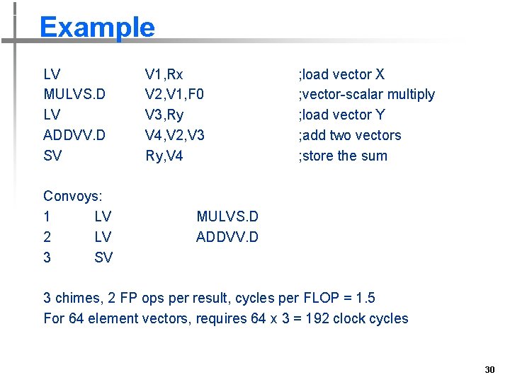 Example LV MULVS. D LV ADDVV. D SV Convoys: 1 LV 2 LV 3