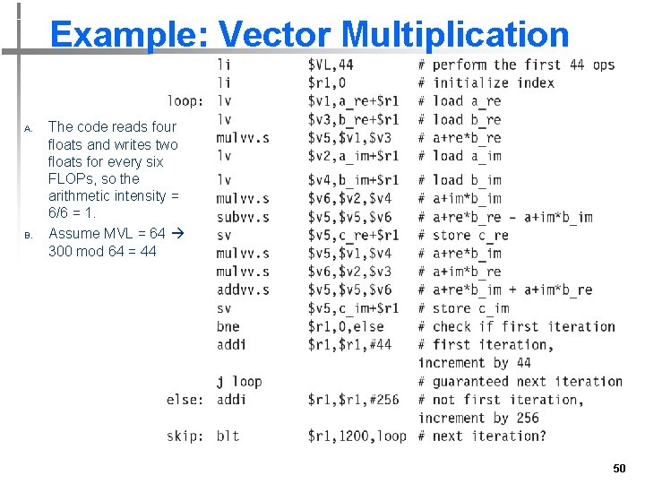 Example: Vector Multiplication A. B. The code reads four floats and writes two floats