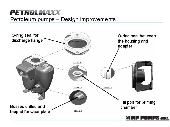 Petroleum pumps – Design improvements O-ring seal for discharge flange Bosses drilled and tapped