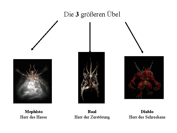 Die 3 größeren Übel Mephisto Herr des Hasse Baal Herr der Zerstörung Diablo Herr