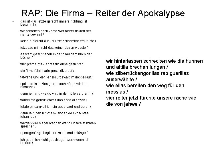 RAP: Die Firma – Reiter der Apokalypse • das ist das letzte gefecht unsere