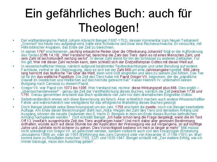 Ein gefährliches Buch: auch für Theologen! • • • Der württembergische Pietist Johann Albrecht