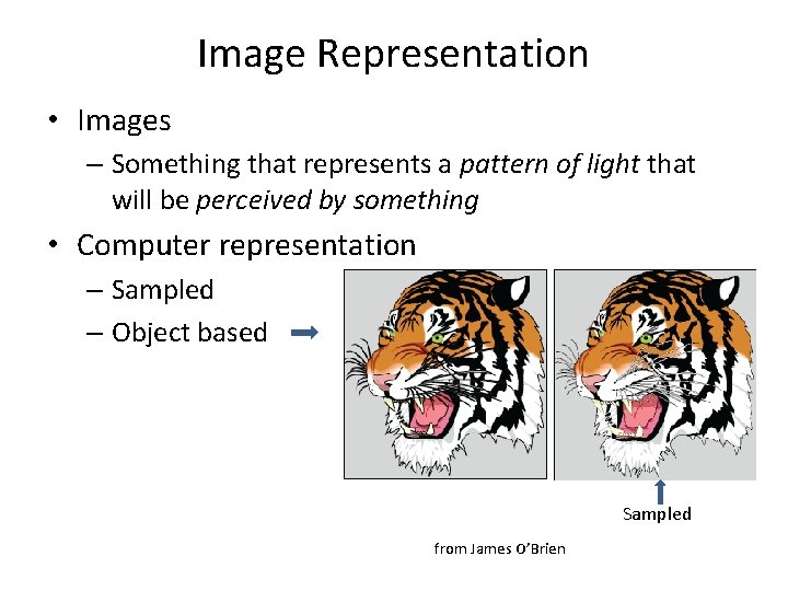 Image Representation • Images – Something that represents a pattern of light that will